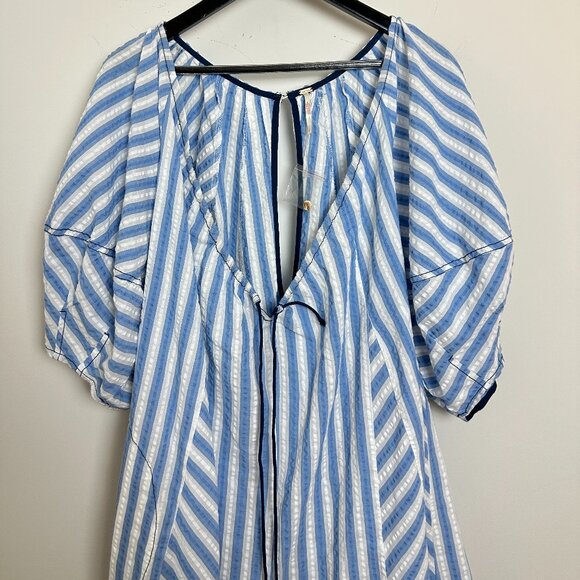 FREE PEOPLE Bop Around Stripe Romper in Oxford Combo Size Large - Picture 6 of 15